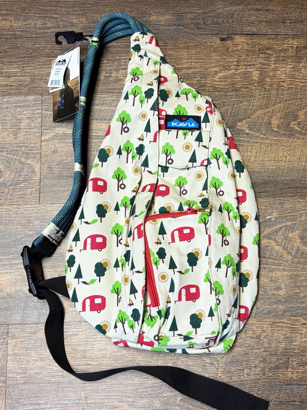 NEW KAVU Rope Bag Adjustable Strap Campsite Pattern Travel Parks Camper